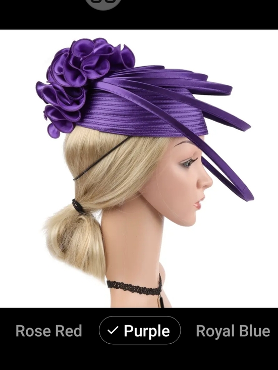 Purple Floral Satin Fascinator Hat for Women